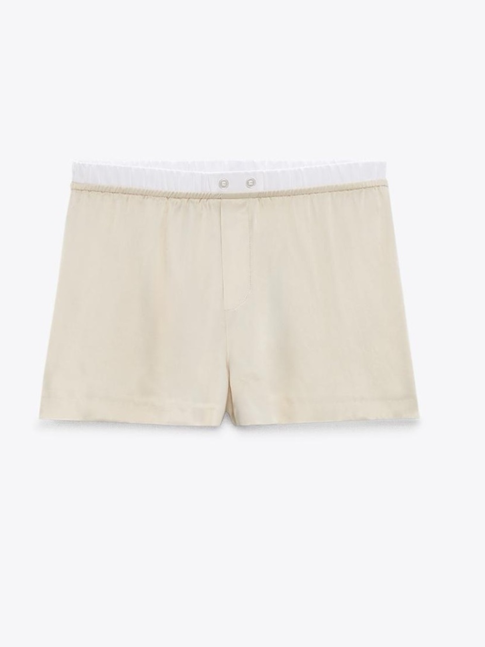 Zara Cream Lounge Shorts with White Trim